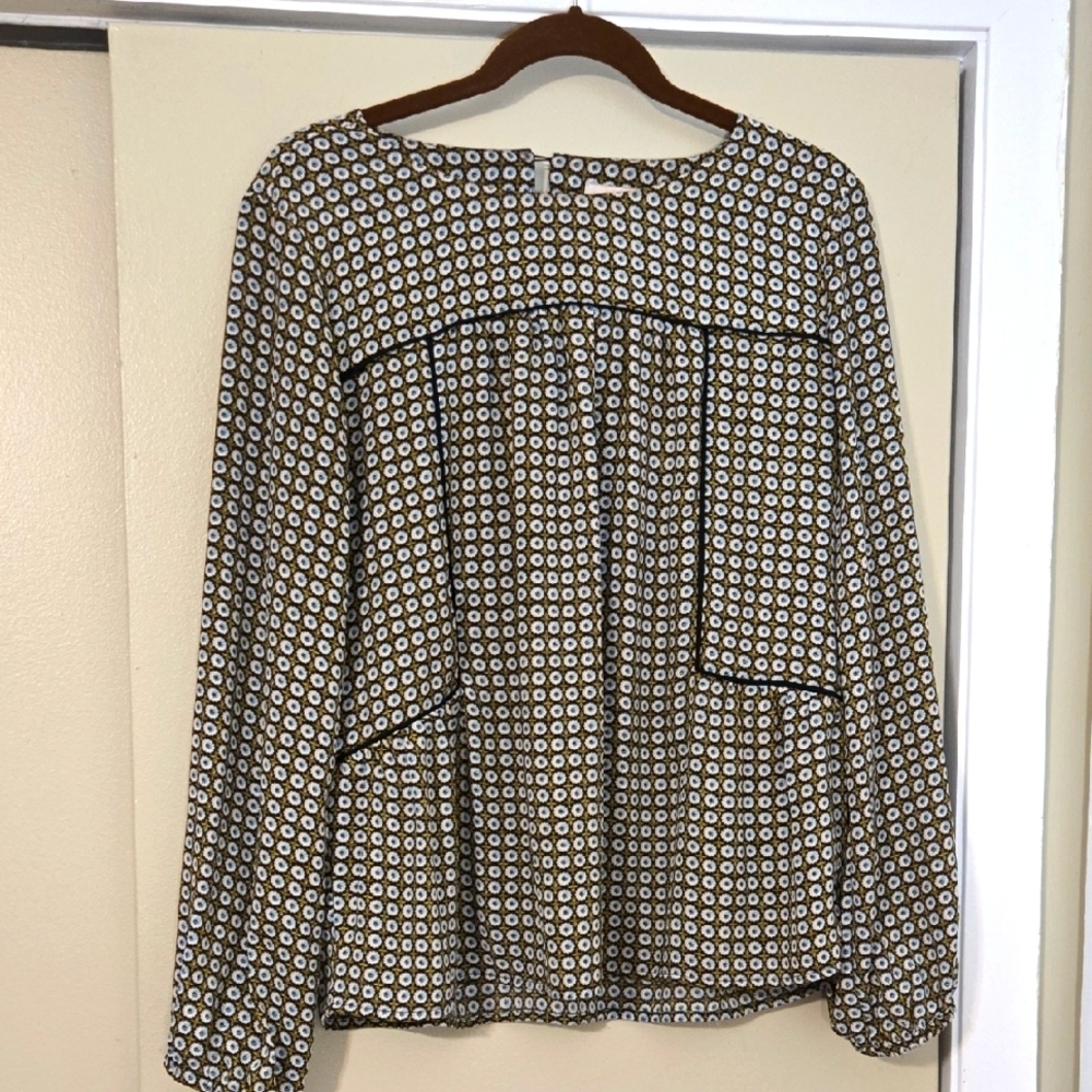 LOFT Long Sleeve Babydoll Floral Blouse Size Small